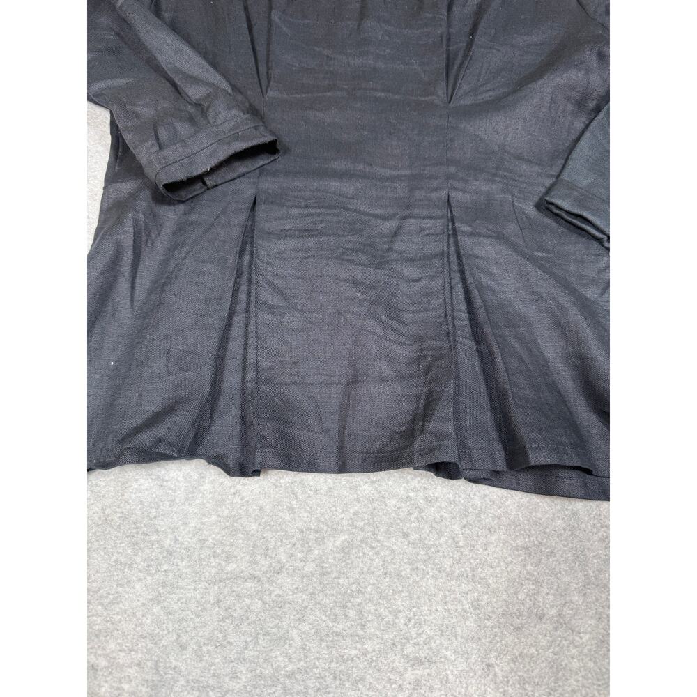 Kenneth Gordon Womens Size 8 Irish Linen Black Button Up - Picture 9 of 14
